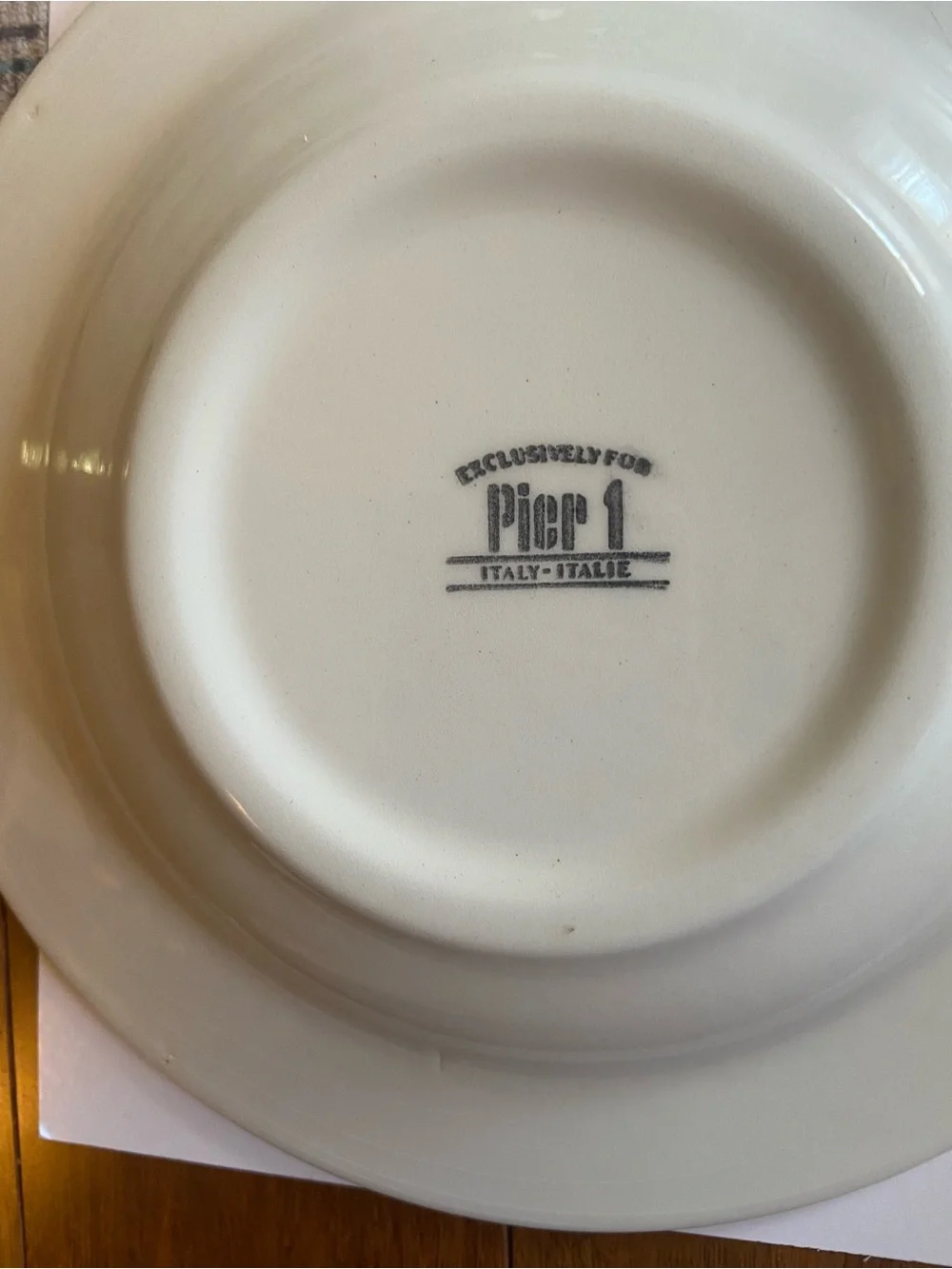 Pier 1 Hand-Painted Fruit Ceramic Plate in Yellow, Blue, Red. Made in Italy.